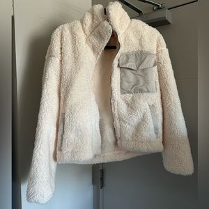 Cream Abercrombie Soft Fuzzy Jacket